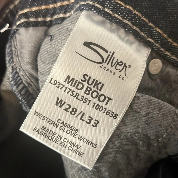 NWT Silver Jeans Co Suki Mid Rise Boot Cut Stretch Sequin Distressed Denim Sz 28 - Picture 11 of 14